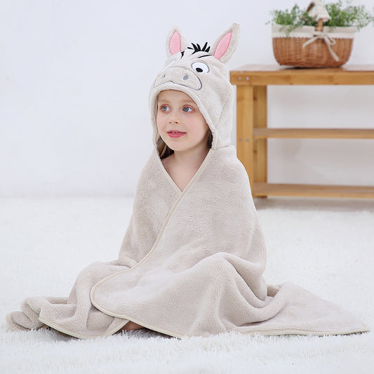 MICHLEY Zebra Hooded Baby Towel Soft Cotton Kids Swim Robe 27.5"x47"