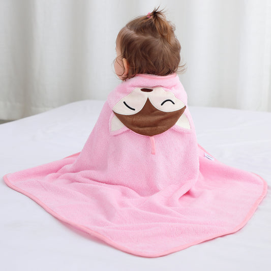 MICHLEY Pink Fox Bamboo Viscose Baby Hooded Towel Ultra-Soft