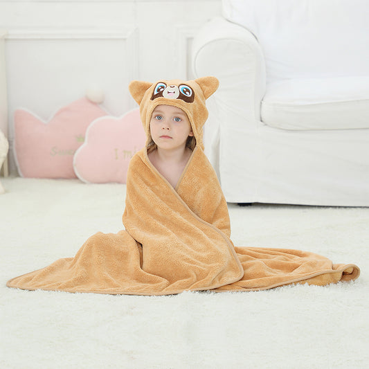 MICHLEY Large Raccoon Hooded Baby Towel Kids Swim Robe 31.5"x53"