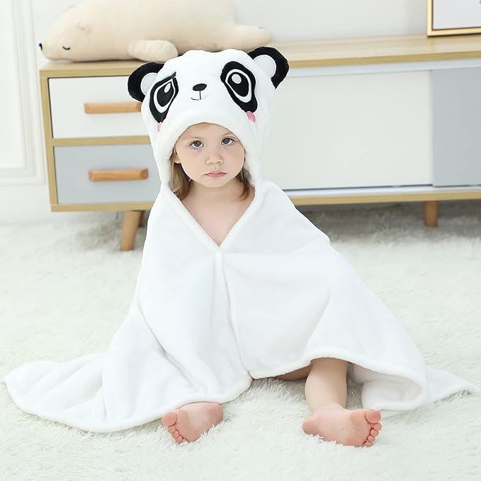 MICHLEY Panda Hooded Baby Swaddling Blanket Soft Winter Plush Throw