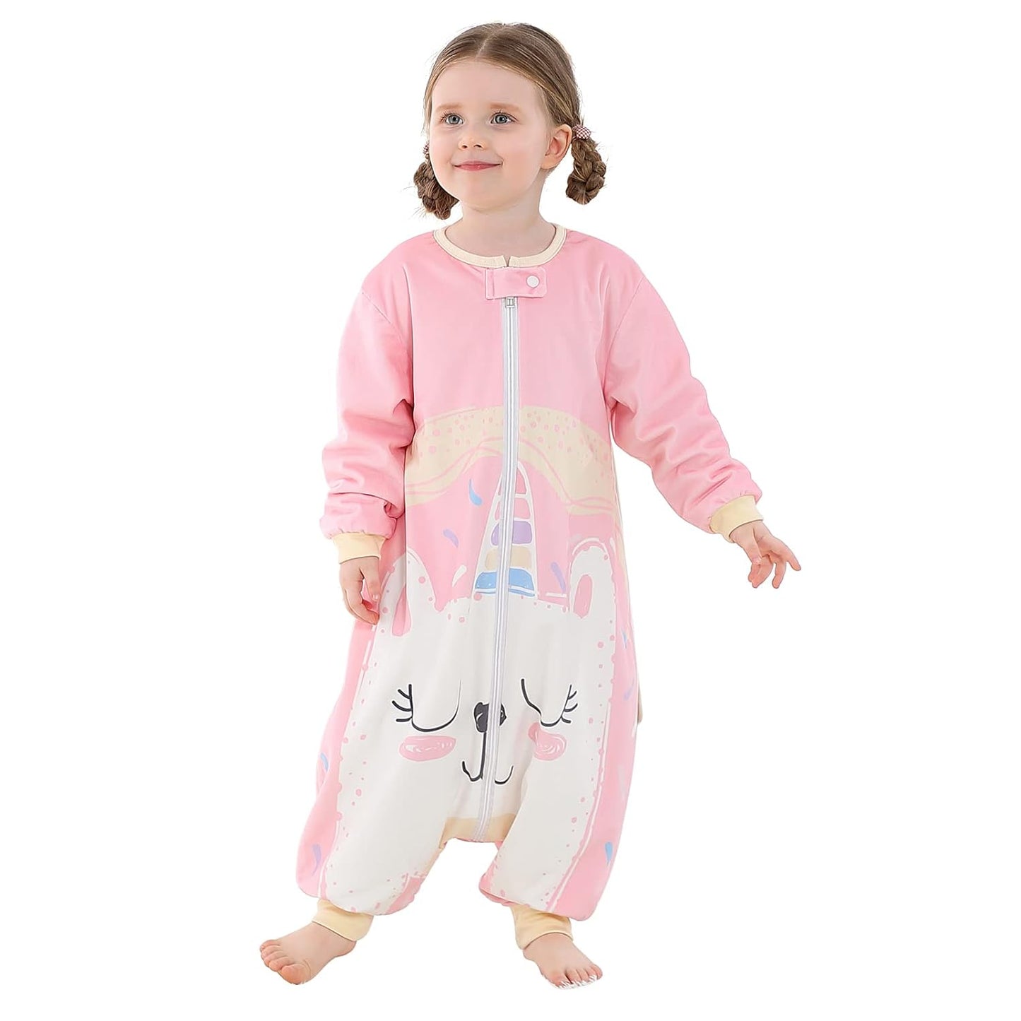 MICHLEY Baby Pink Unicorn Sleeping Sack with Feet Wearable Blanket