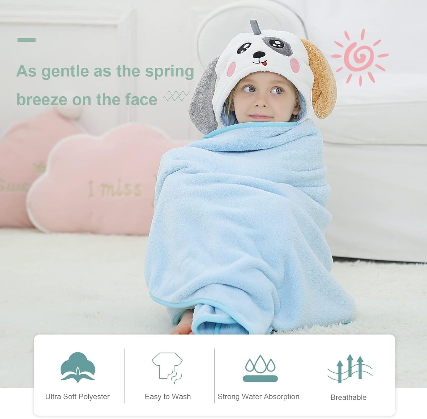 MICHLEY Dog Hooded Baby Towel Soft Cotton Swim Bathrobe 31.5"x53"