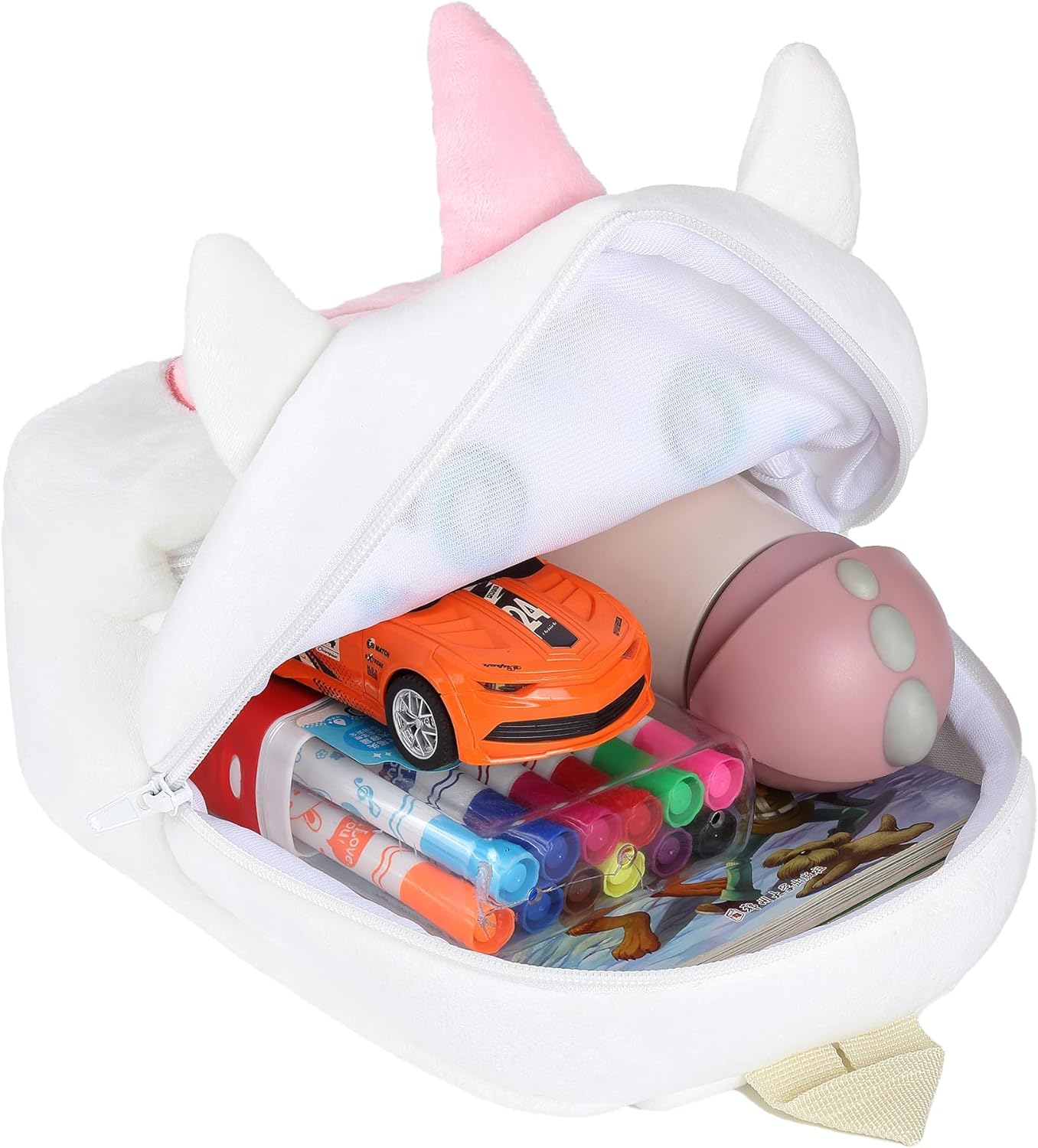 MICHLEY Kids Cute White Unicorn Animal Backpack Mini Daycare Travel Bag