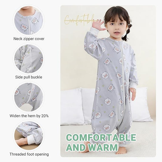 MICHLEY Grey Little Sheep Toddler Long Sleeve Cotton Sleeping Bag