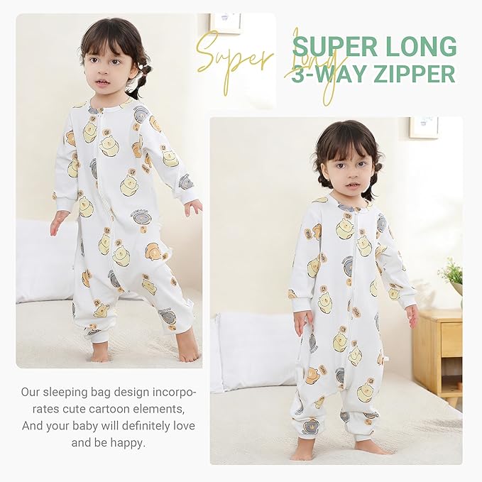 MICHLEY White Bear Toddler Long Sleeve Cotton Sleeping Bag