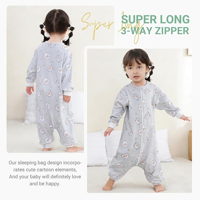 MICHLEY Grey Little Sheep Toddler Long Sleeve Cotton Sleeping Bag