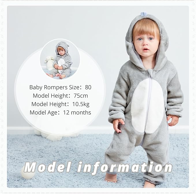 MICHLEY Baby Mouse Costume | Classic Flannel Animal Romper & Onesie