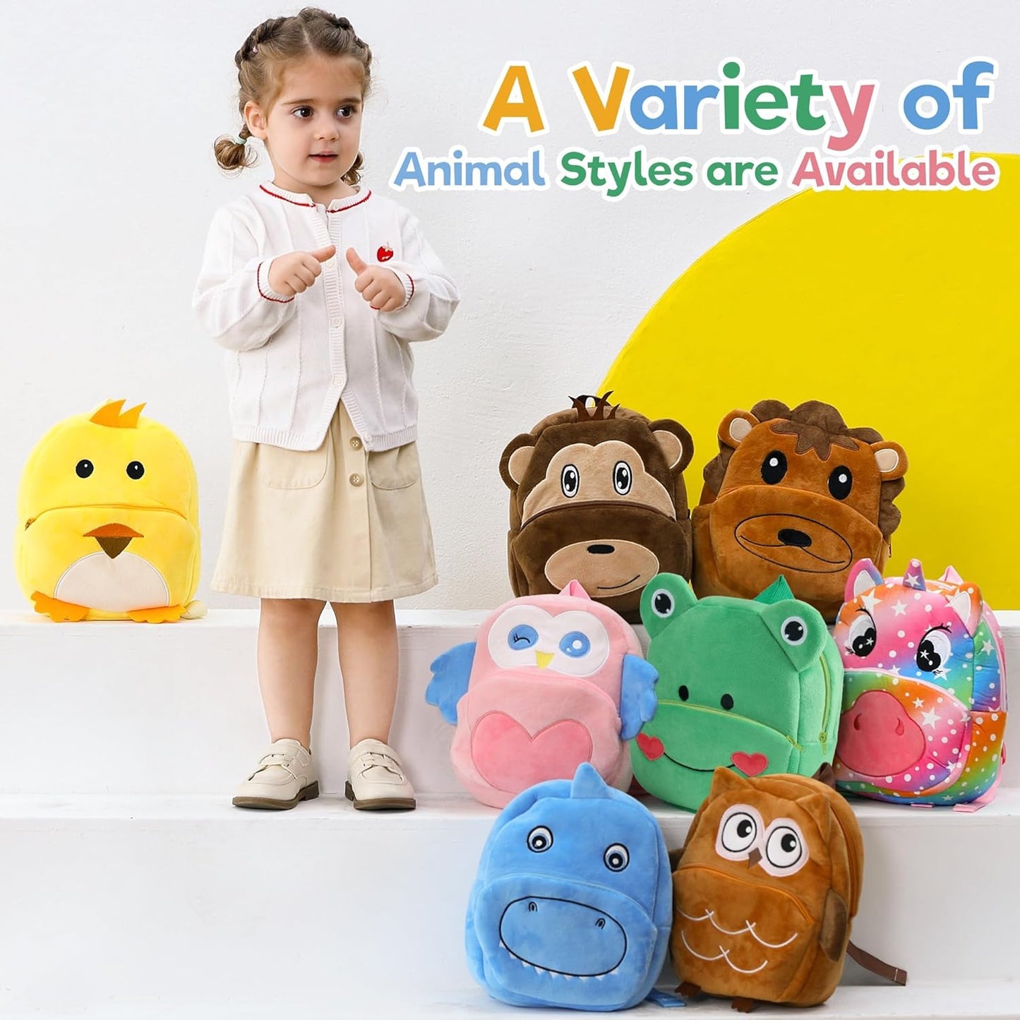 MICHLEY Kids Pink Owl Plush Animal Backpack Soft Kindergarten School Bag