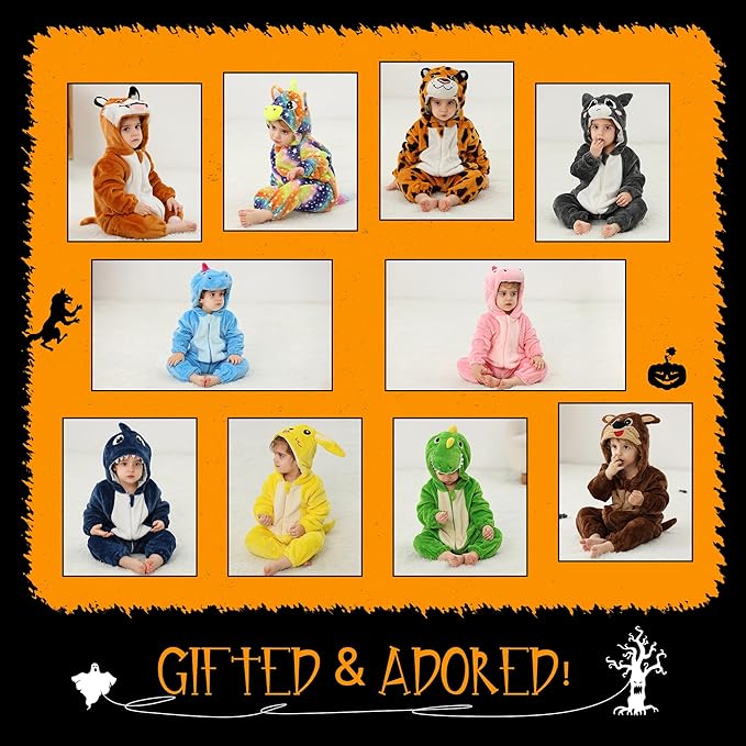 MICHLEY Baby Brown Kangaroo Hooded Romper Flannel Animal Costume