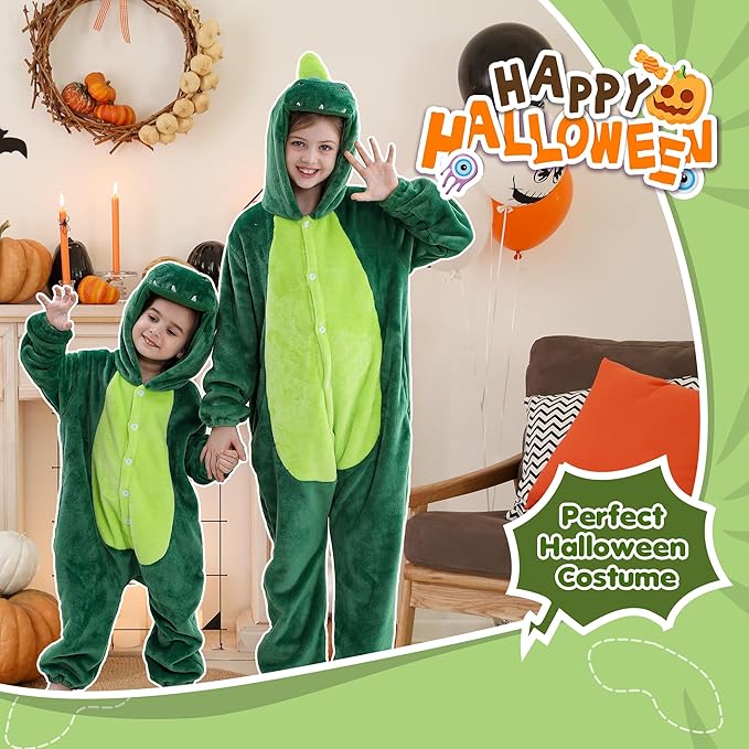 MICHLEY Kids Unicorn Dragon Hooded Romper Flannel Halloween Cosplay Pajamas