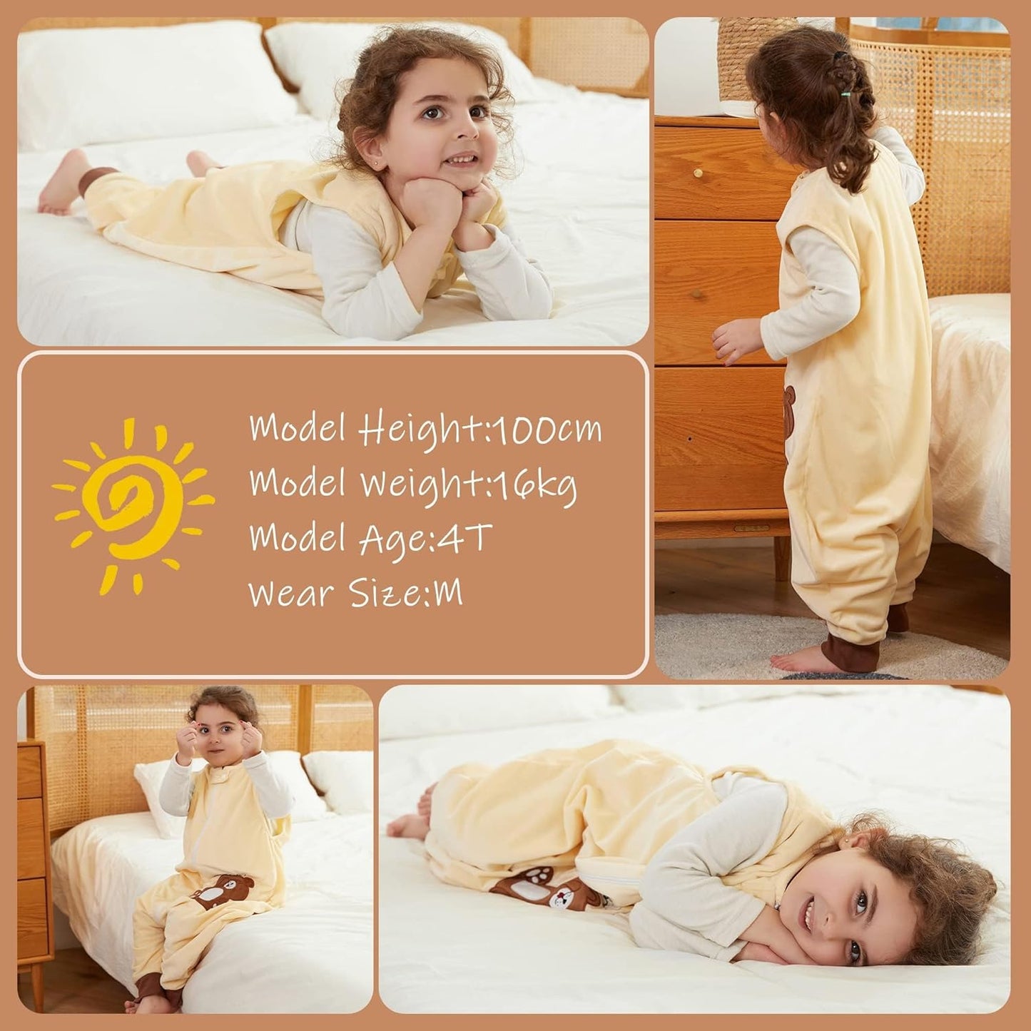 MICHLEY Bear Toddler Sleeveless Sleeping Bag Winter Warm Polyester Wearable Blanket