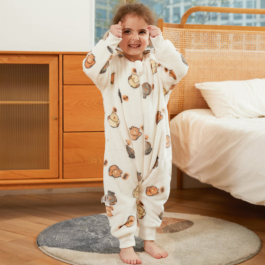 MICHLEY Kids White Bear Sleeping Bag Flannel Wearable Pajamas