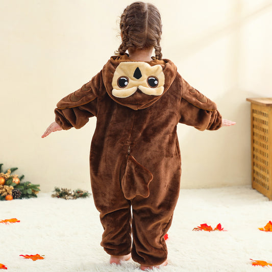 MICHLEY Baby Brown Owl Hooded Romper Soft Flannel Forest Owl Costume