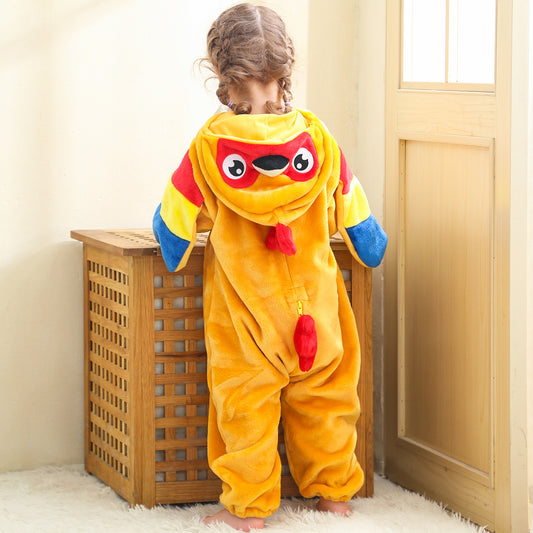 MICHLEY Baby Orange Parrot Hooded Romper Soft Flannel Tropical Bird Costume