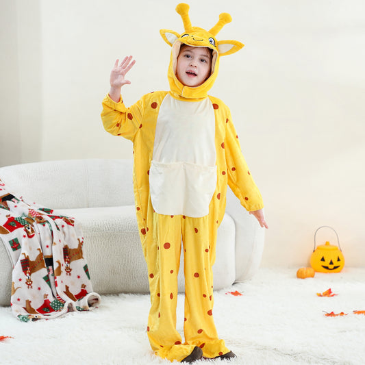 MICHLEY Kids Giraffe Animal Cosplay Costume Soft Flannel Romper