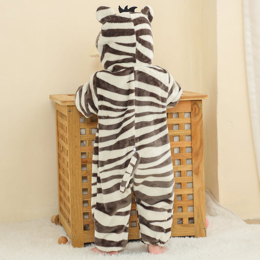 MICHLEY Baby Zebra Costume Winter Flannel Hooded Romper