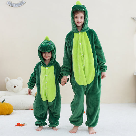 MICHLEY Kids Unicorn Dragon Hooded Romper Flannel Halloween Cosplay Pajamas