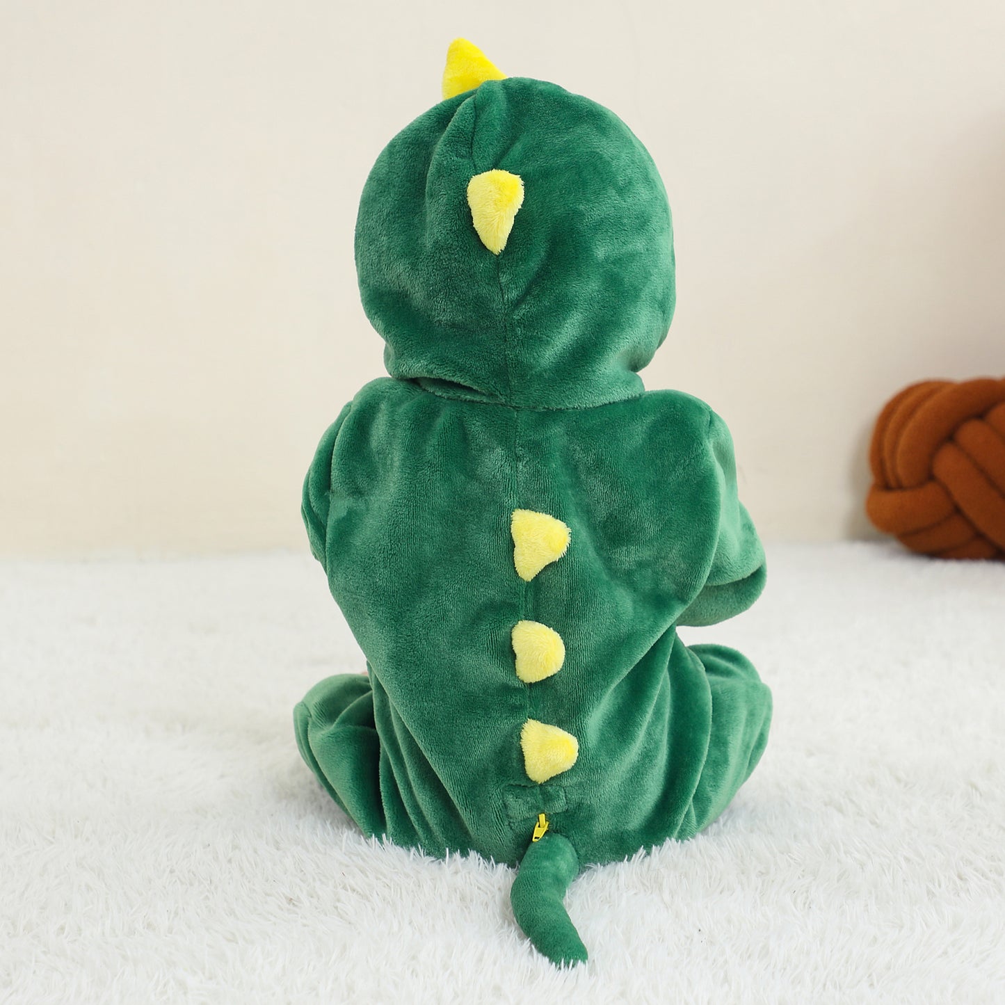 MICHLEY Green Dinosaur Baby Costume Winter Flannel Hooded Romper