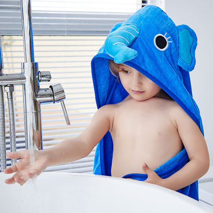 MICHLEY Baby Elephant Hooded Bathrobe Soft Cotton Towel Robe