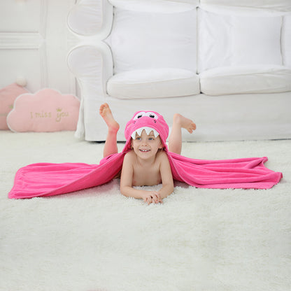 MICHLEY Pink Dinosaur Hooded Baby Towel Kids Swim Robe 31.5"x53"