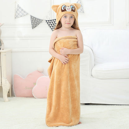 MICHLEY Large Raccoon Hooded Baby Towel Kids Swim Robe 31.5"x53"