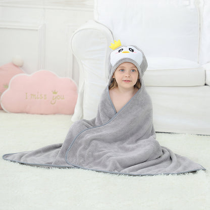 MICHLEY Penguin Hooded Baby Towel Soft Cotton Kids Swim Robe 31.5"x53"