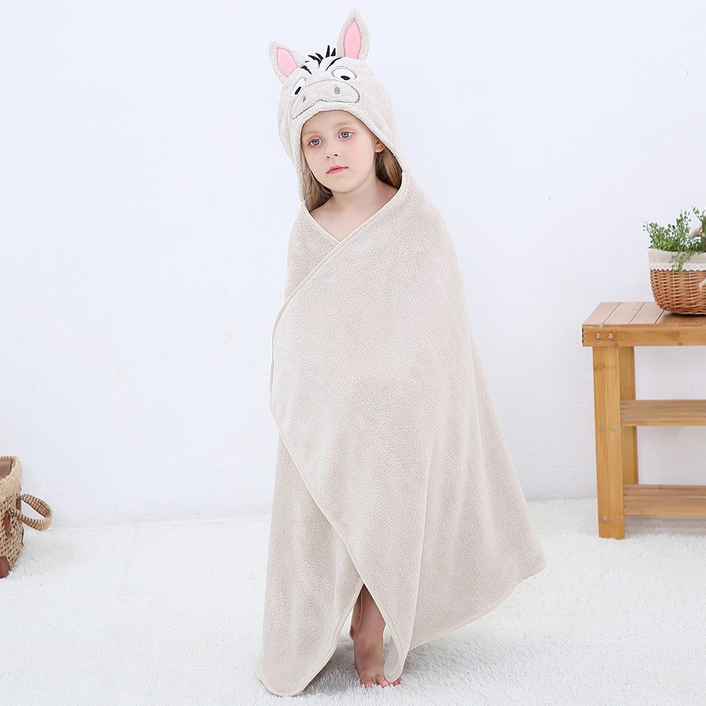 MICHLEY Zebra Hooded Baby Towel Soft Cotton Kids Swim Robe 27.5"x47"