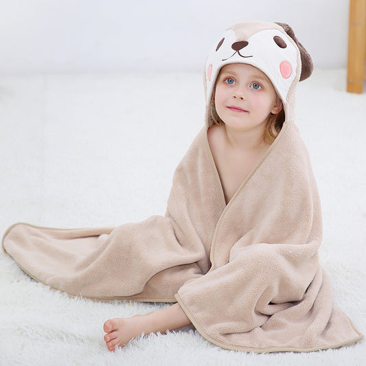 MICHLEY Light Brown Dog Hooded Baby Towel Soft Cotton Swim Robe 31.5"x53"