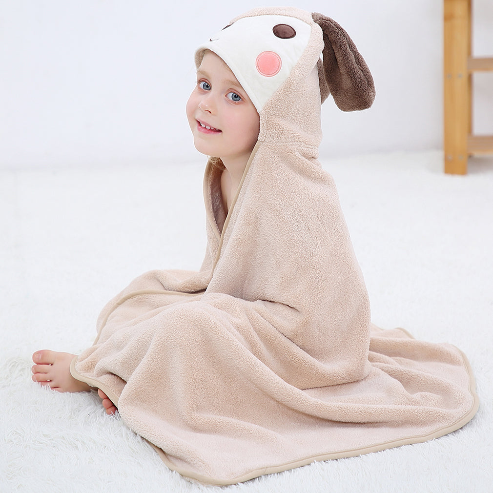 MICHLEY Light Brown Dog Hooded Baby Towel Soft Cotton Swim Robe 31.5"x53"