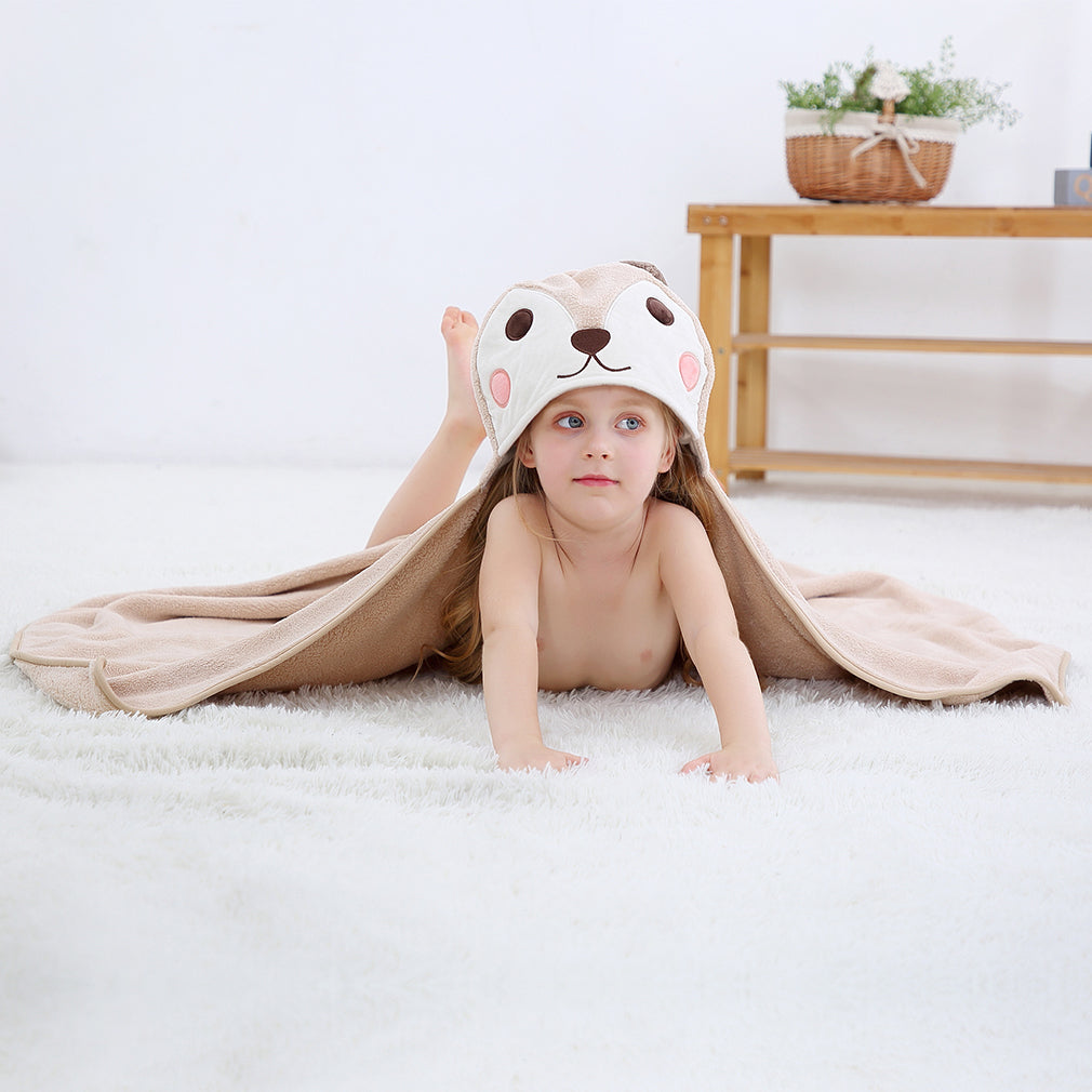MICHLEY Light Brown Dog Hooded Baby Towel Soft Cotton Swim Robe 31.5"x53"