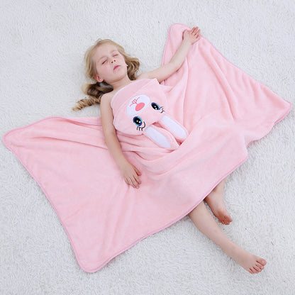 MICHLEY Pink Rabbit Hooded Baby Towel Soft Cotton Kids Swim Robe 27.5"x47"