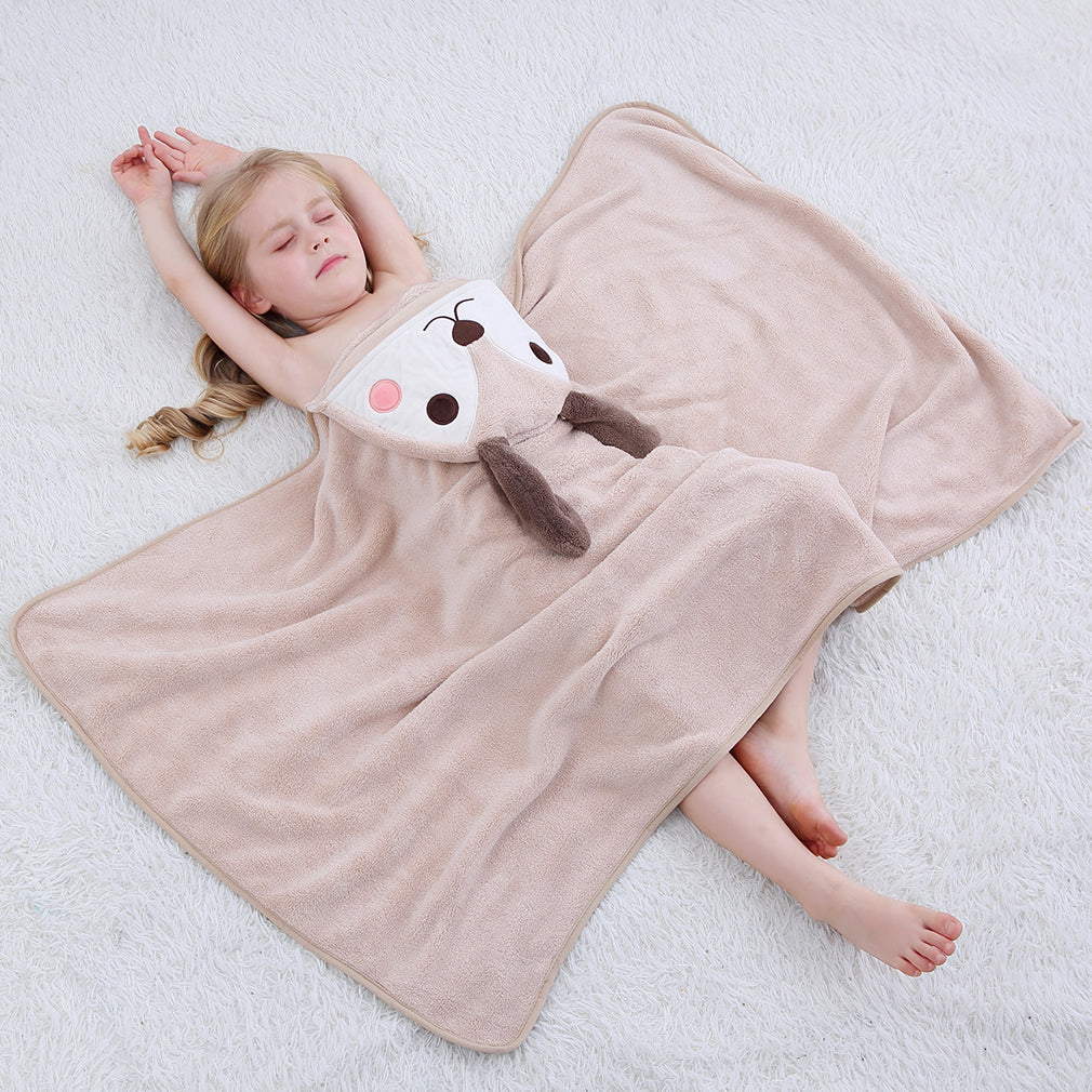 MICHLEY Light Brown Dog Hooded Baby Towel Soft Cotton Swim Robe 31.5"x53"
