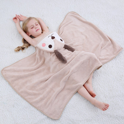 MICHLEY Light Brown Dog Hooded Baby Towel Soft Cotton Swim Robe 31.5"x53"