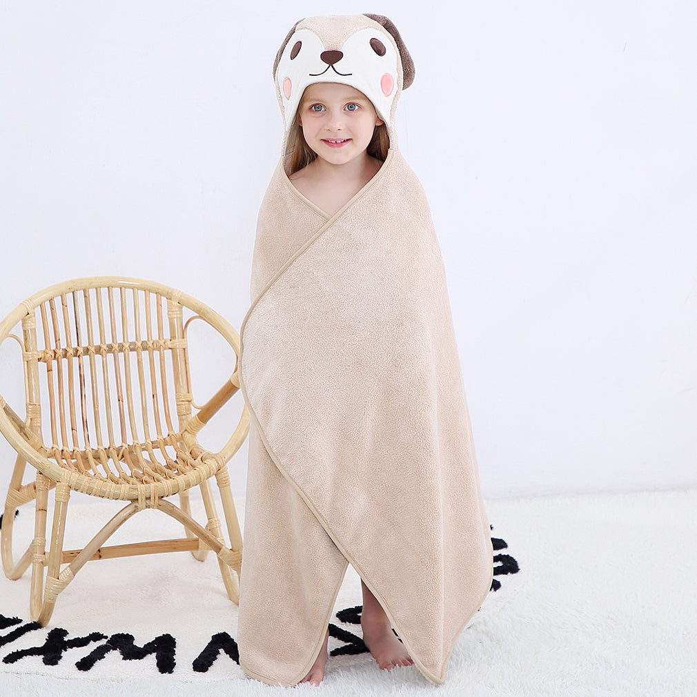 MICHLEY Light Brown Dog Hooded Baby Towel Soft Cotton Swim Robe 31.5"x53"