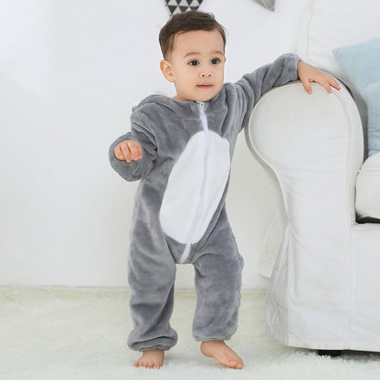 MICHLEY Grey Koala Baby Costume Winter Flannel Hooded Romper