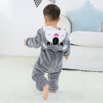 MICHLEY Grey Koala Baby Costume Winter Flannel Hooded Romper