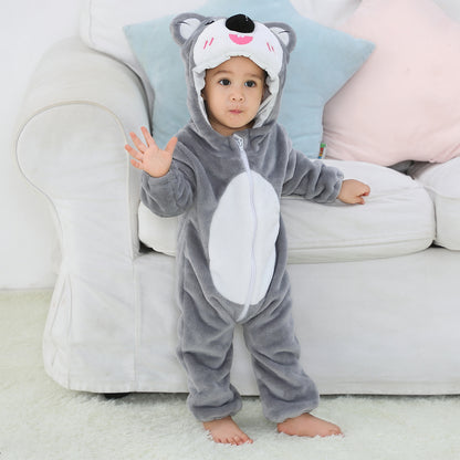 MICHLEY Grey Koala Baby Costume Winter Flannel Hooded Romper
