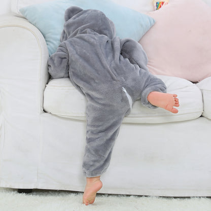 MICHLEY Grey Koala Baby Costume Winter Flannel Hooded Romper