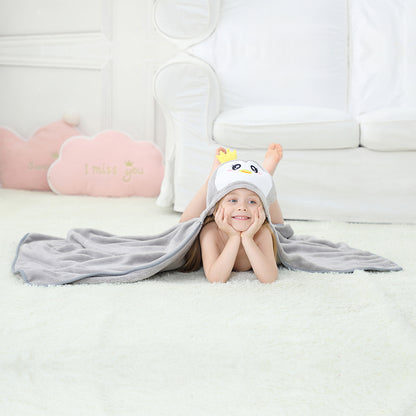 MICHLEY Penguin Hooded Baby Towel Soft Cotton Kids Swim Robe 31.5"x53"
