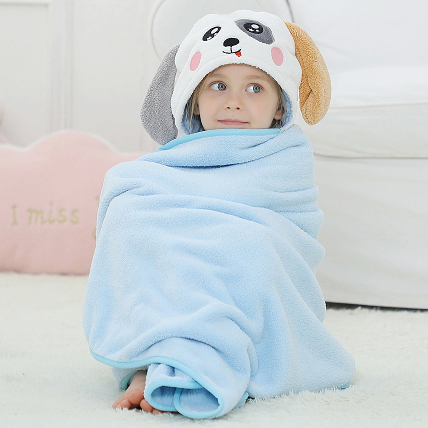 MICHLEY Dog Hooded Baby Towel Soft Cotton Swim Bathrobe 31.5"x53"