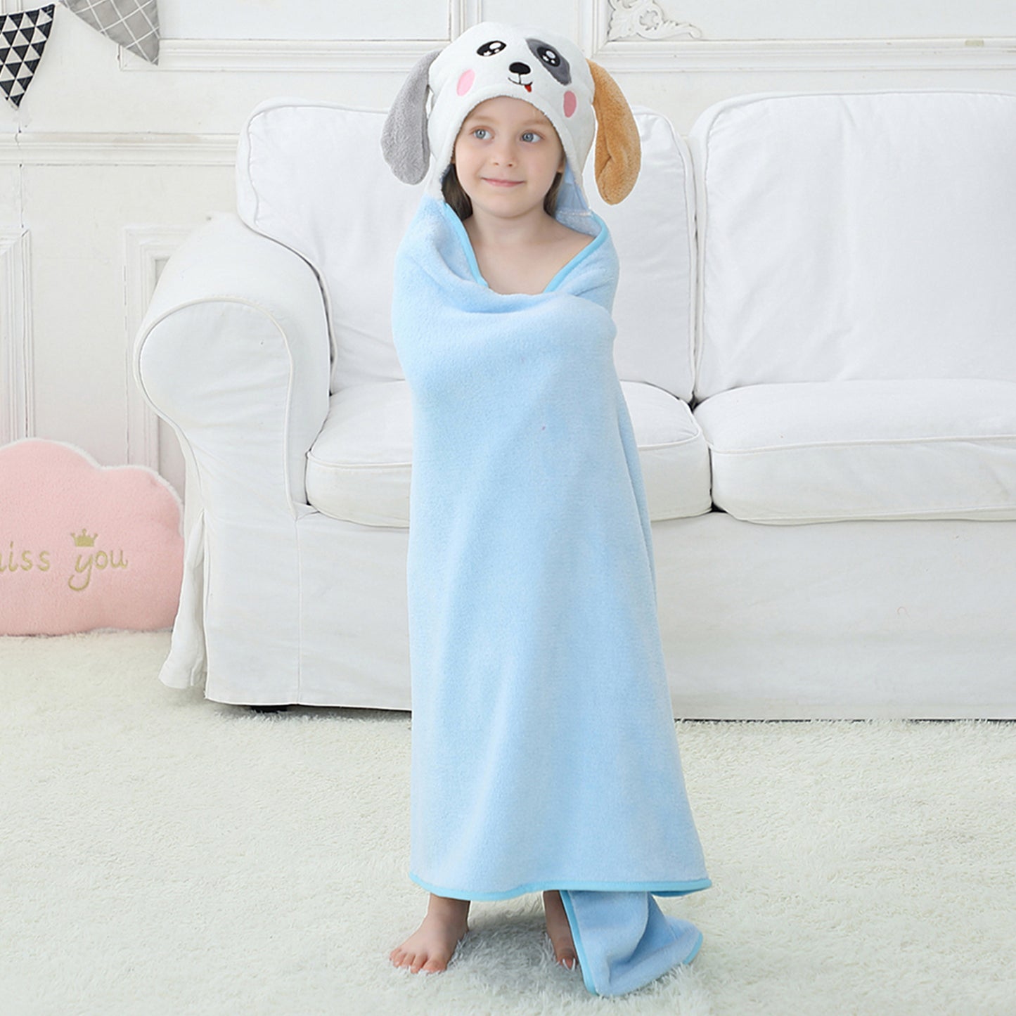 MICHLEY Dog Hooded Baby Towel Soft Cotton Swim Bathrobe 31.5"x53"