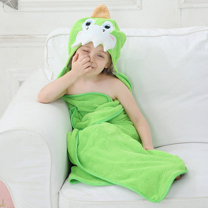 MICHLEY Dinosaur Hooded Baby Towel Soft Cotton Kids Swim Robe 31.5"x53"