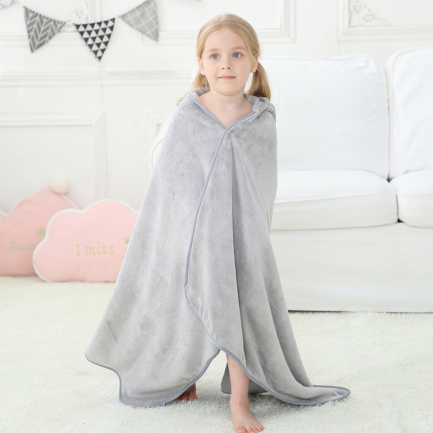 MICHLEY Penguin Hooded Baby Towel Soft Cotton Kids Swim Robe 31.5"x53"
