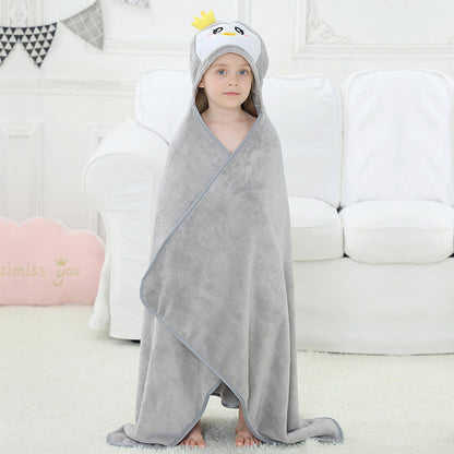 MICHLEY Penguin Hooded Baby Towel Soft Cotton Kids Swim Robe 31.5"x53"