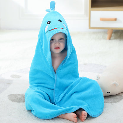 MICHLEY Blue Whale Baby Hooded Bath Towel Soft Beach Swimming Cape