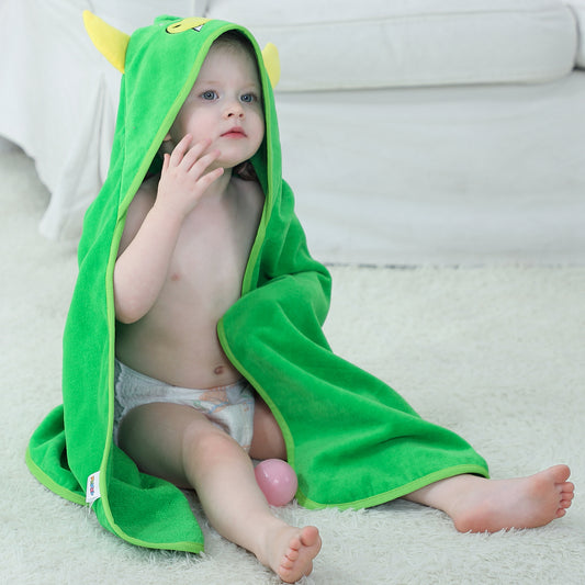 MICHLEY Green Dinosaur Baby Hooded Bath Towel Soft Beach Swimming Robe