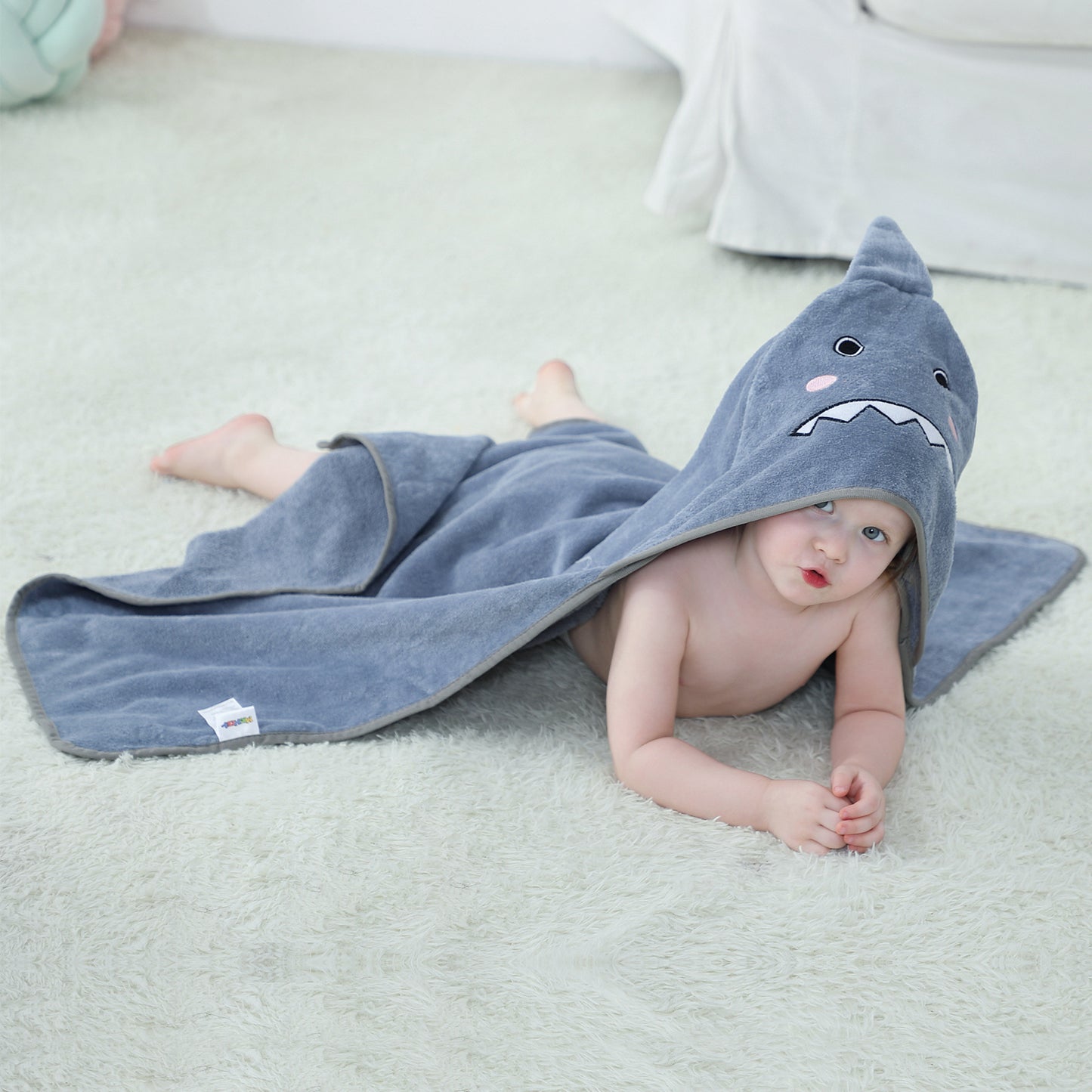 MICHLEY Shark Hooded Towel for Kids Soft Cotton Baby Beach Cover Up Swim Robe