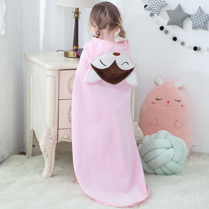 MICHLEY Baby Pink Fox Hooded Bathrobe Soft Cotton Towel Robe