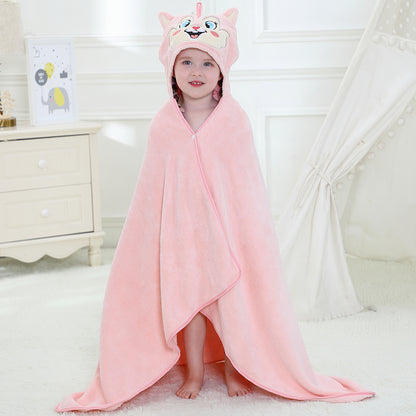 MICHLEY Pink Fox Hooded Baby Towel Soft Cotton Kids Swim Robe 27.5"x47"