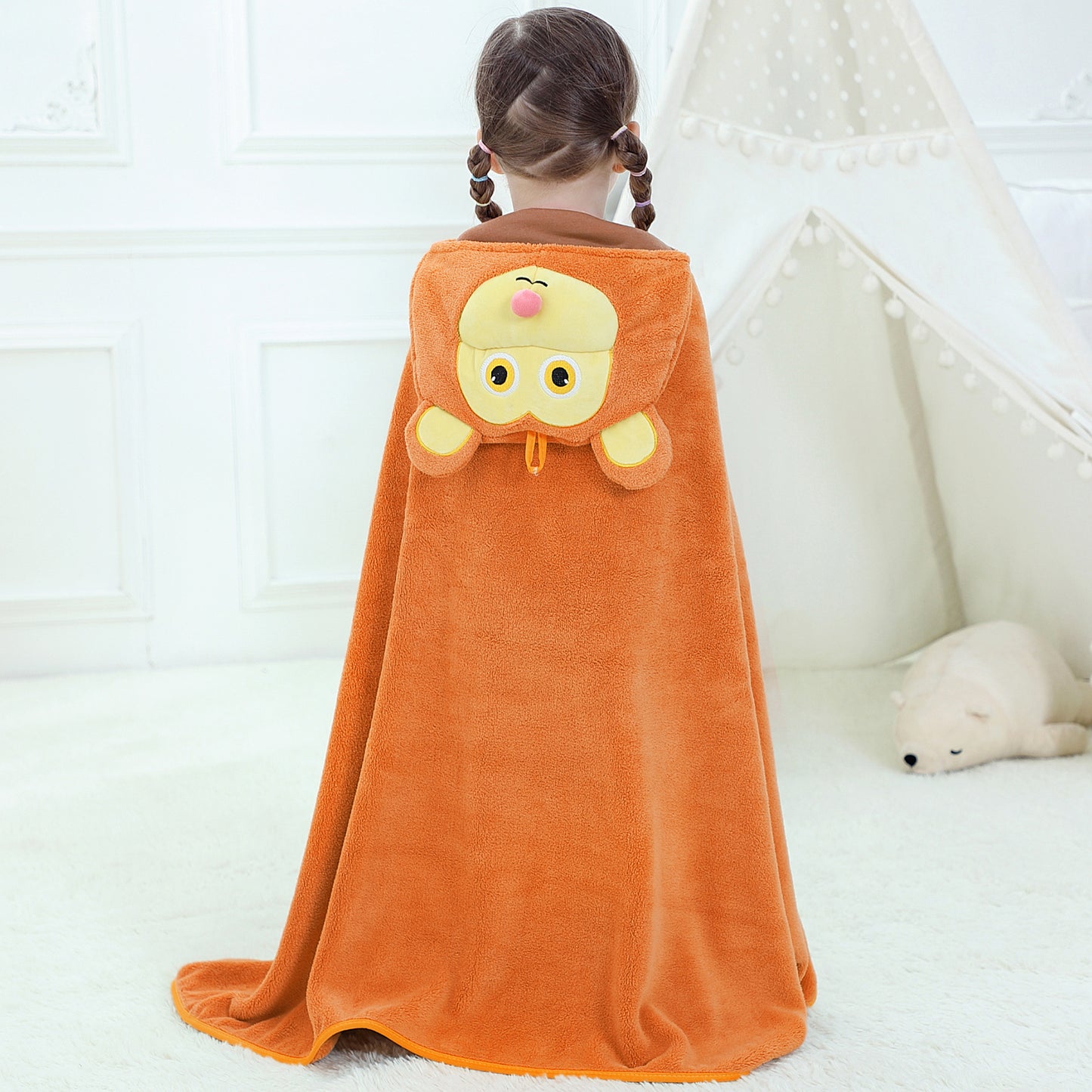 MICHLEY Monkey Hooded Baby Towel Soft Cotton Kids Swim Robe 27.5"x47"